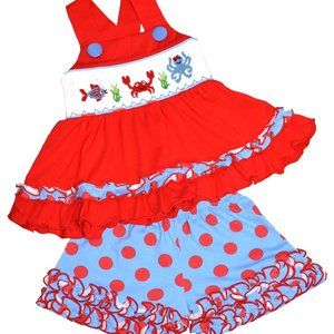 sea life smocked short set